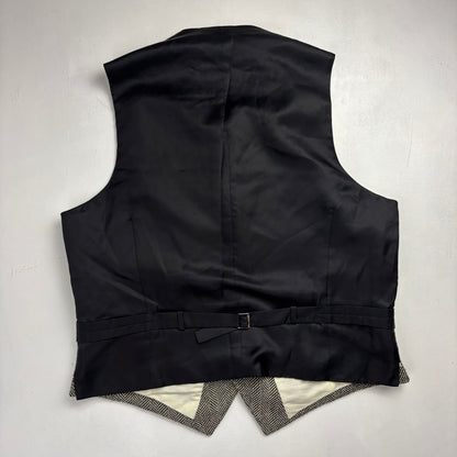 Polo Ralph Lauren Grey Herringbone Lapel Vest Waistcoat (Flax Silk Wool) - 44R