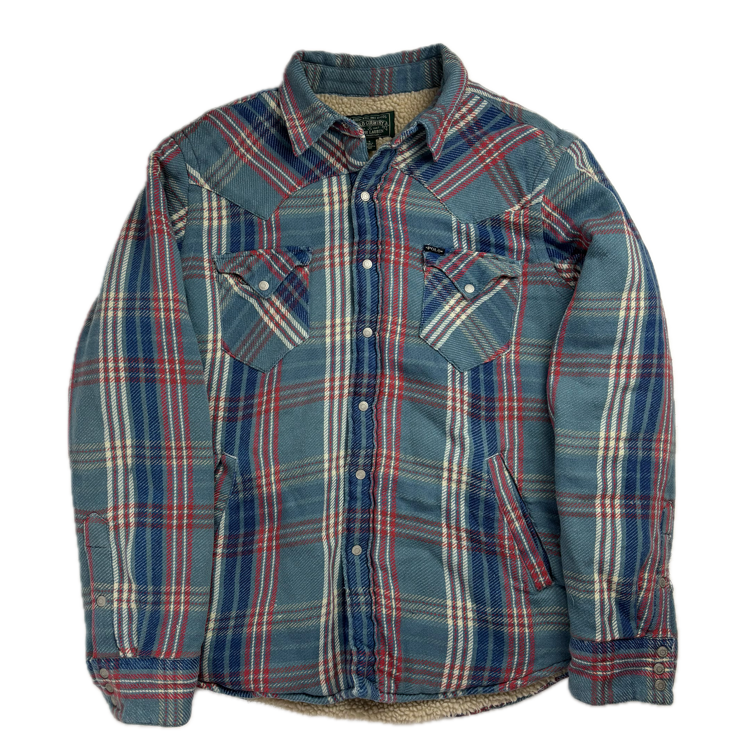 Ralph Lauren Polo Country Plaid Sherpa Lined Overshirt Blue - L