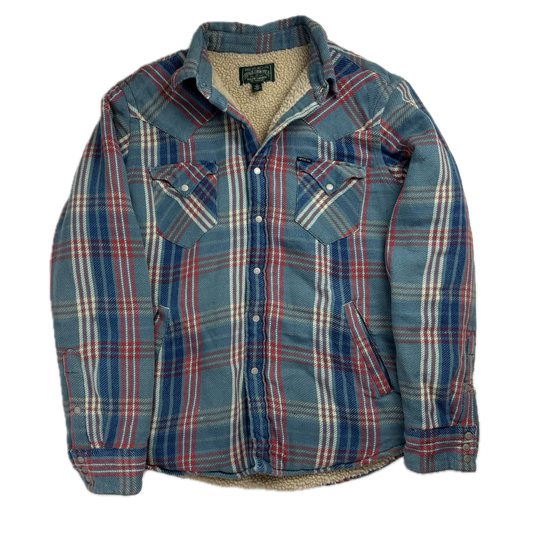 Ralph Lauren Polo Country Plaid Sherpa Lined Overshirt Blue - L