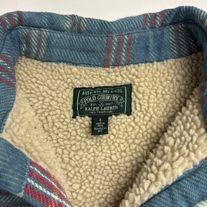 Ralph Lauren Polo Country Plaid Sherpa Lined Overshirt Blue - L