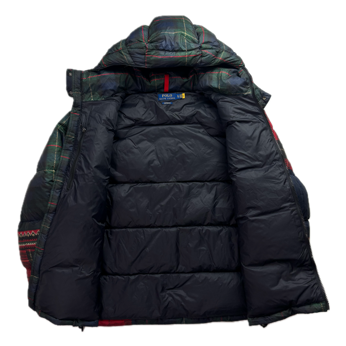 Polo Ralph Lauren Patchwork Graphic Plaid Fairisle Puffer Jacket Down Coat - XL
