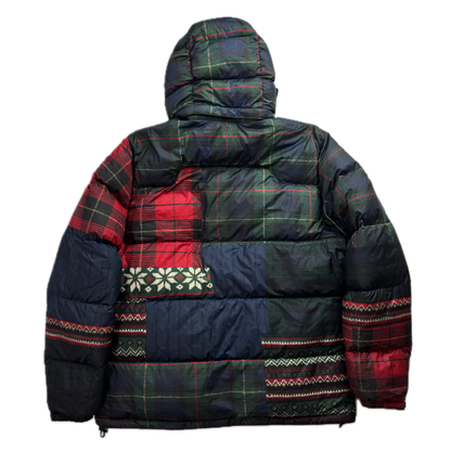 Polo Ralph Lauren Patchwork Graphic Plaid Fairisle Puffer Jacket Down Coat - XL