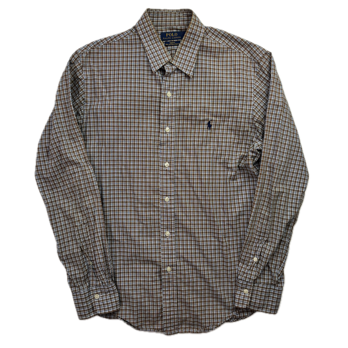 Polo Ralph Lauren Brown Check Plaid Slim Fit Button Up Shirt - M