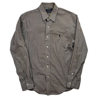 Polo Ralph Lauren Brown Check Plaid Slim Fit Button Up Shirt - M