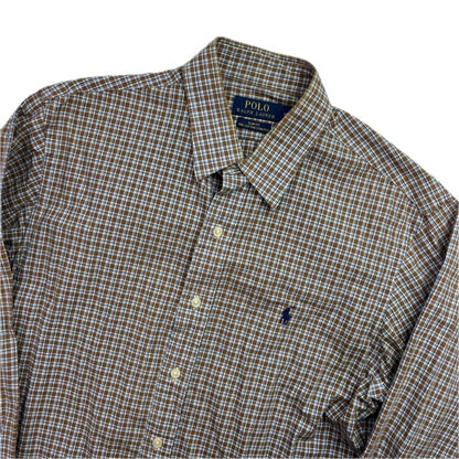 Polo Ralph Lauren Brown Check Plaid Slim Fit Button Up Shirt - M