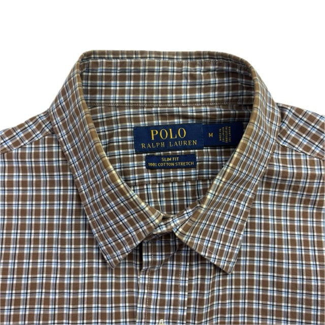 Polo Ralph Lauren Brown Check Plaid Slim Fit Button Up Shirt - M