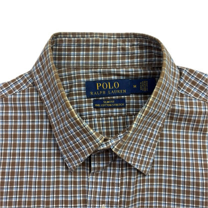 Polo Ralph Lauren Brown Check Plaid Slim Fit Button Up Shirt - M