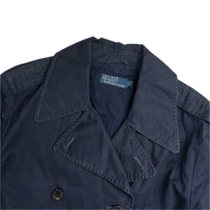 Polo Ralph Lauren Navy Double Breasted Rain Mac Coat Trench - L