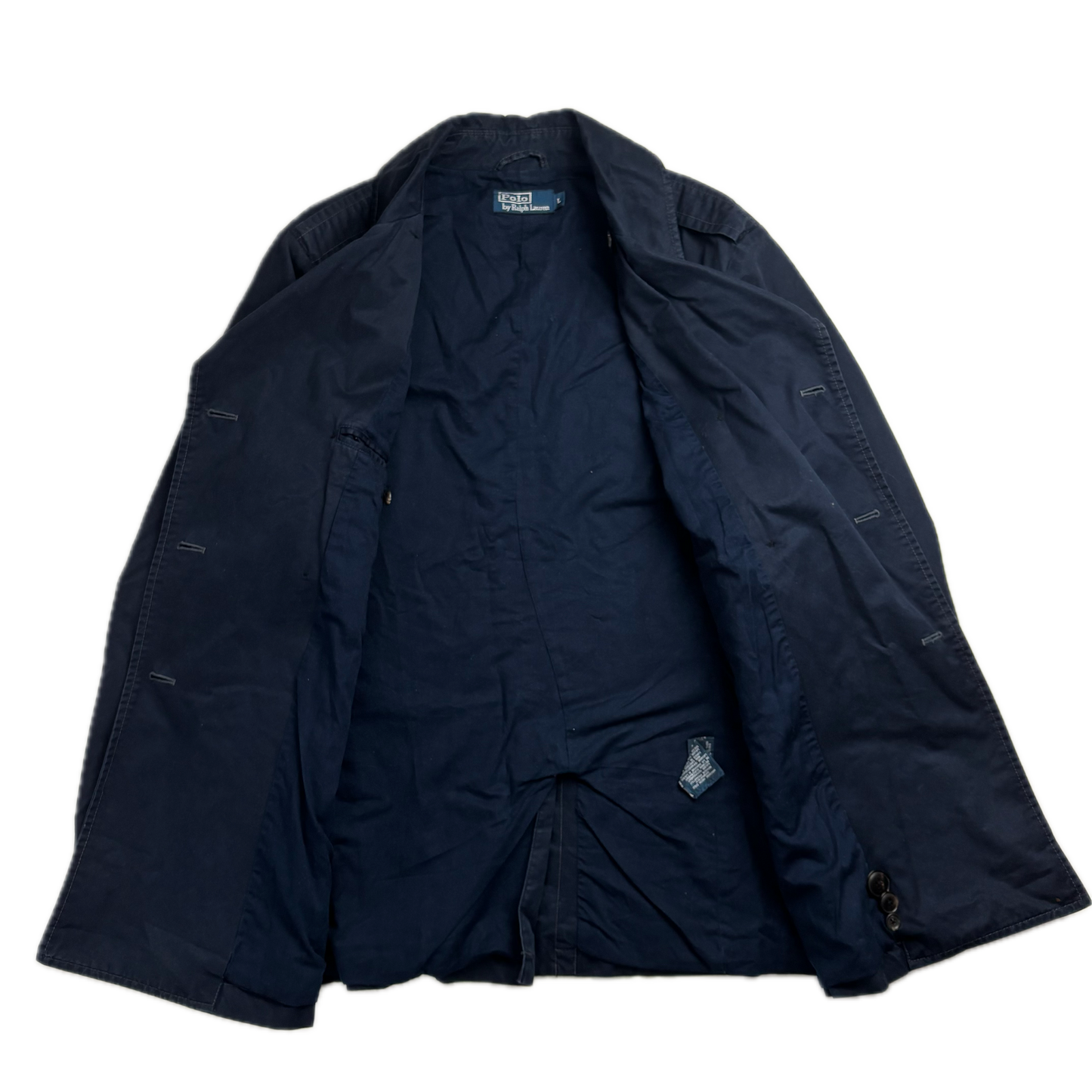 Polo Ralph Lauren Navy Double Breasted Rain Mac Coat Trench - L