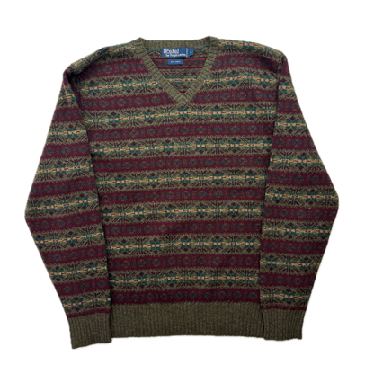 Polo Ralph Lauren Fairisle Jumper V-Neck Sweater (Wool) - L