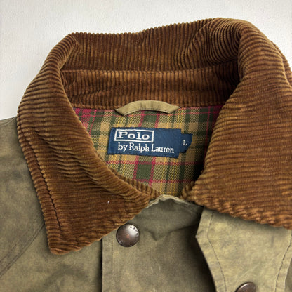 Polo Ralph Lauren Green Waxed Jacket Sportsman Hunting Coat - L