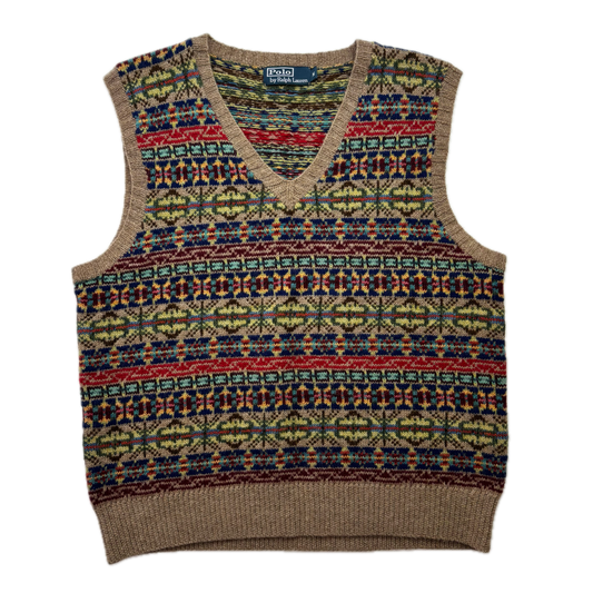 Polo Ralph Lauren Beige Fairisle Vest (Wool Blend) - M
