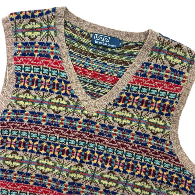 Polo Ralph Lauren Beige Fairisle Vest (Wool Blend) - M