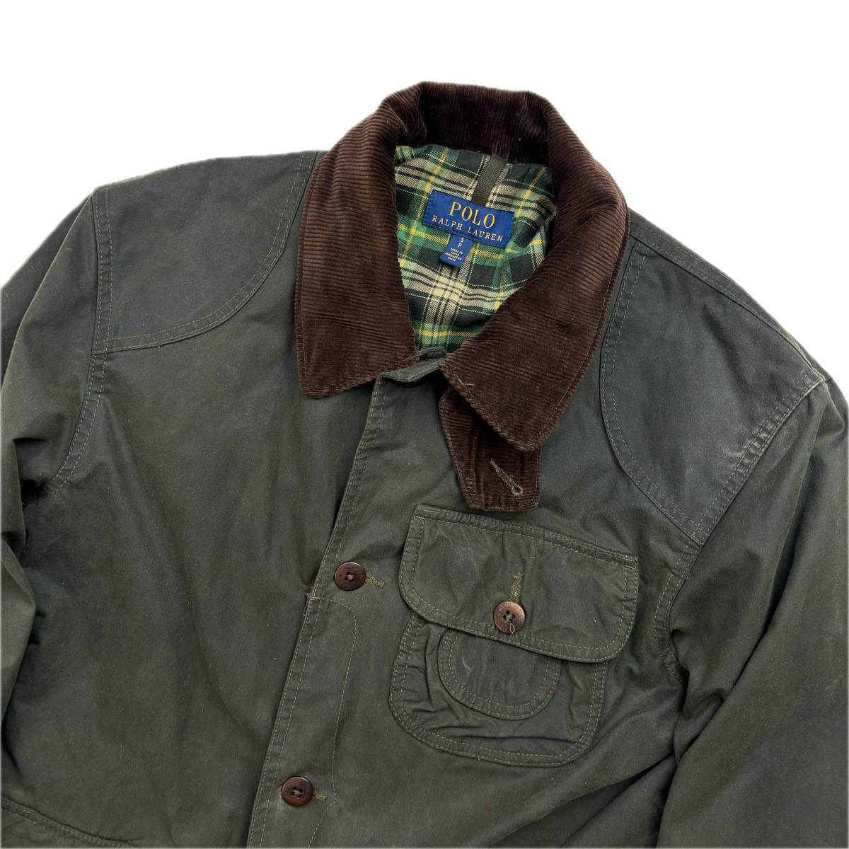 Polo Ralph Lauren Green Waxed Jacket Hunting Coat - S