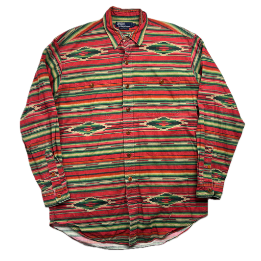Polo Ralph Lauren Red Green Aztec Serape Shirt - M