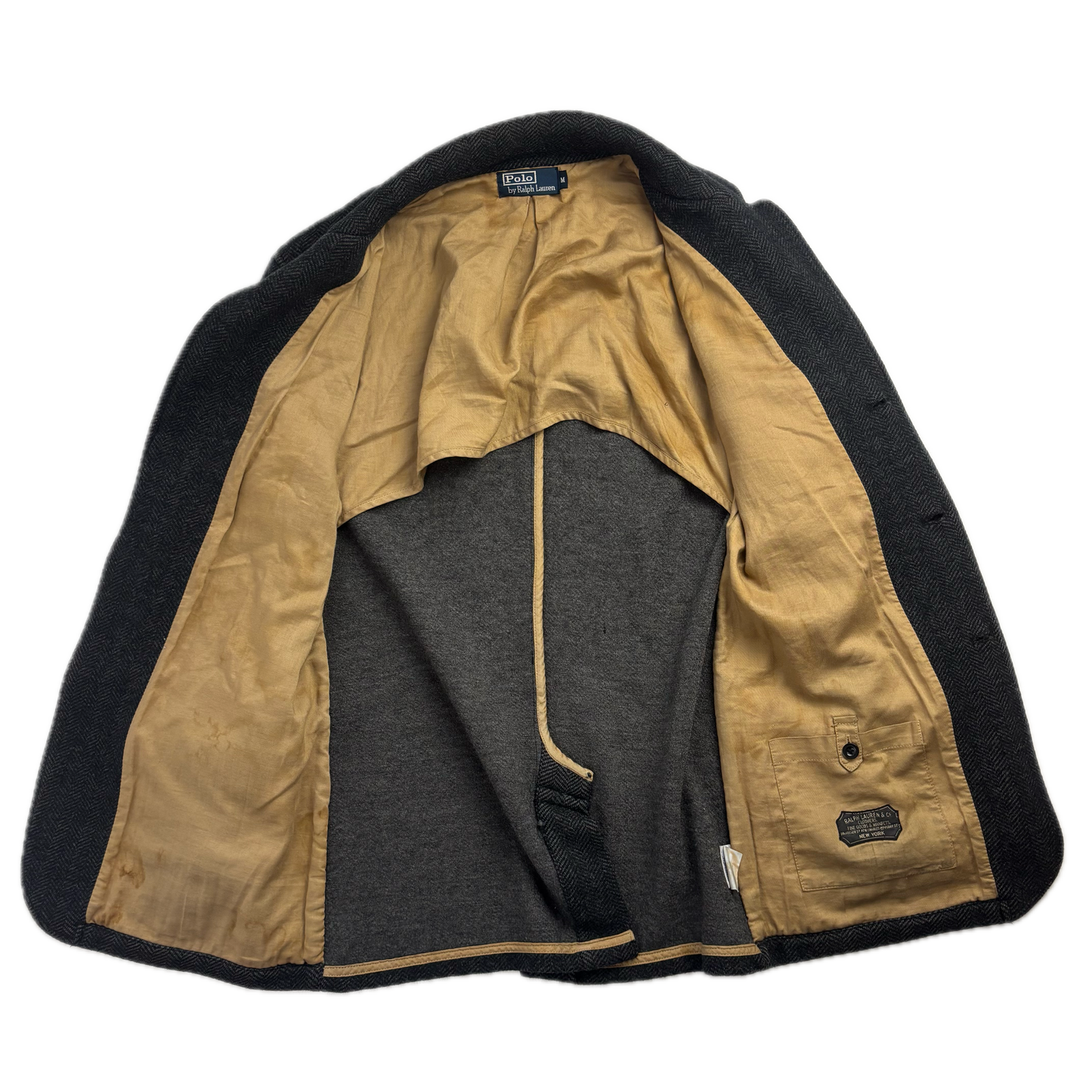 Polo Ralph Lauren Dark Grey Herringbone Blazer (Wool) - M