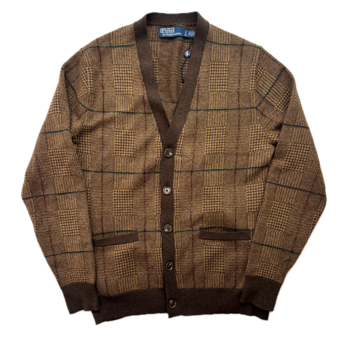 Polo Ralph Lauren Glen Plaid Tweed Brown Cardigan (Wool) - S