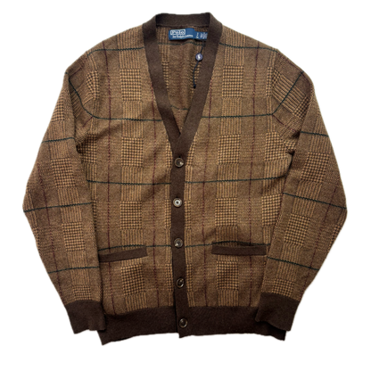 Polo Ralph Lauren Glen Plaid Tweed Brown Cardigan (Wool) - S
