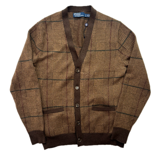 Polo Ralph Lauren Glen Plaid Tweed Brown Cardigan (Wool) - S