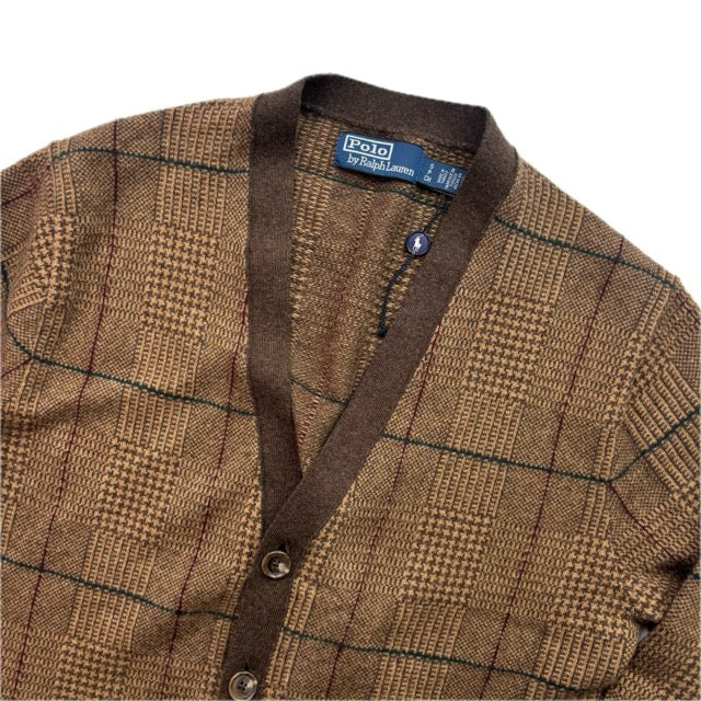 Polo Ralph Lauren Glen Plaid Tweed Brown Cardigan (Wool) - S