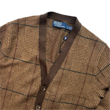 Polo Ralph Lauren Glen Plaid Tweed Brown Cardigan (Wool) - S