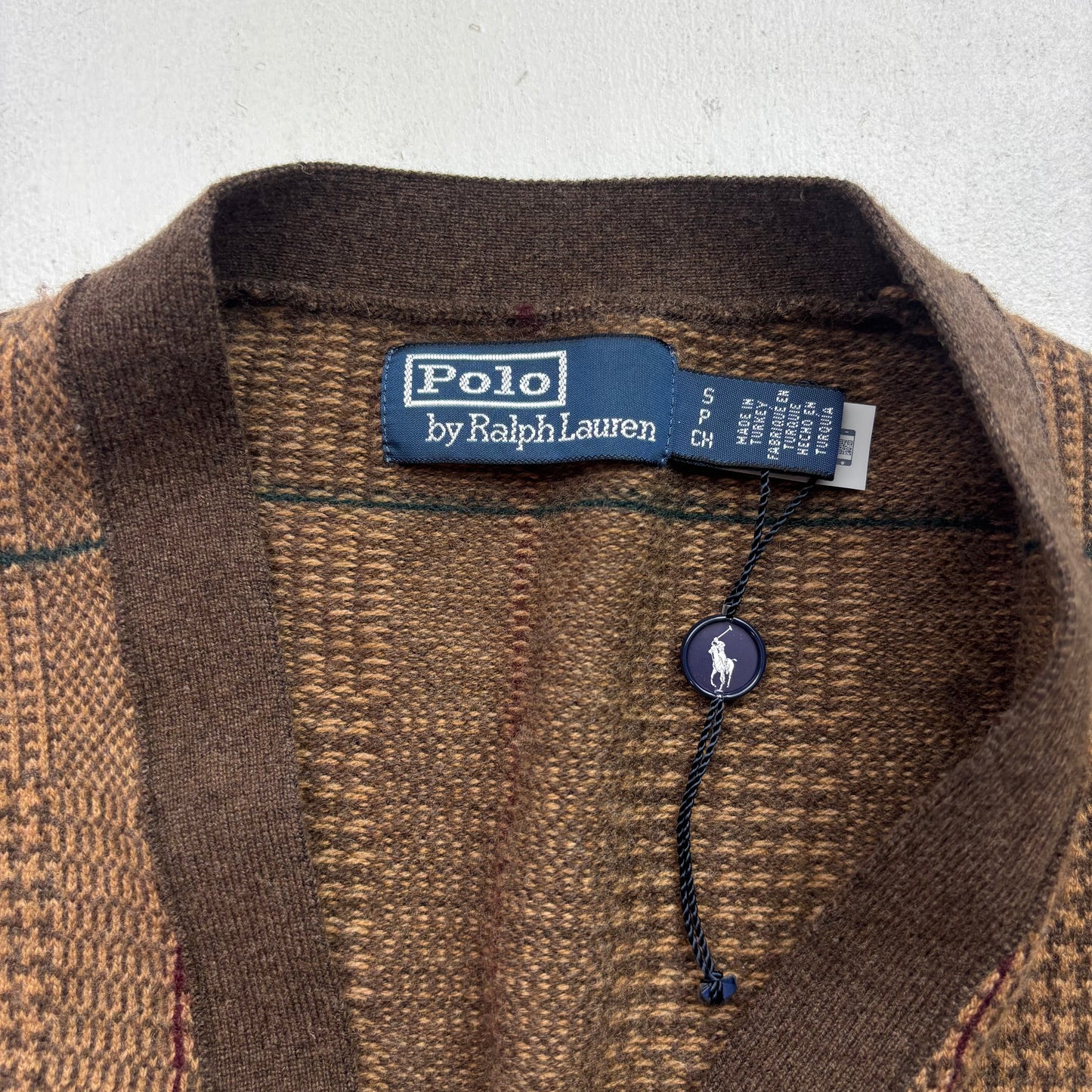 Polo Ralph Lauren Glen Plaid Tweed Brown Cardigan (Wool) - S