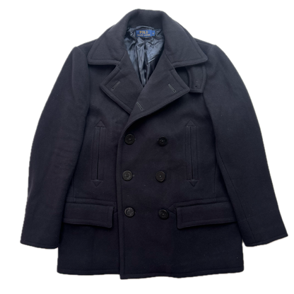 Polo Ralph Lauren Navy Double Breasted Pea Coat (Wool Nylon) - L (S)