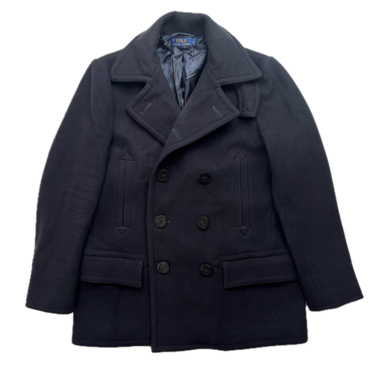 Polo Ralph Lauren Navy Double Breasted Pea Coat (Wool Nylon) - L (S)
