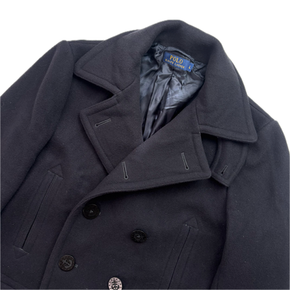 Polo Ralph Lauren Navy Double Breasted Pea Coat (Wool Nylon) - L (S)