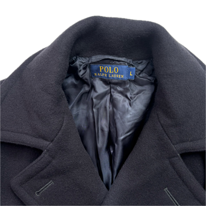 Polo Ralph Lauren Navy Double Breasted Pea Coat (Wool Nylon) - L (S)