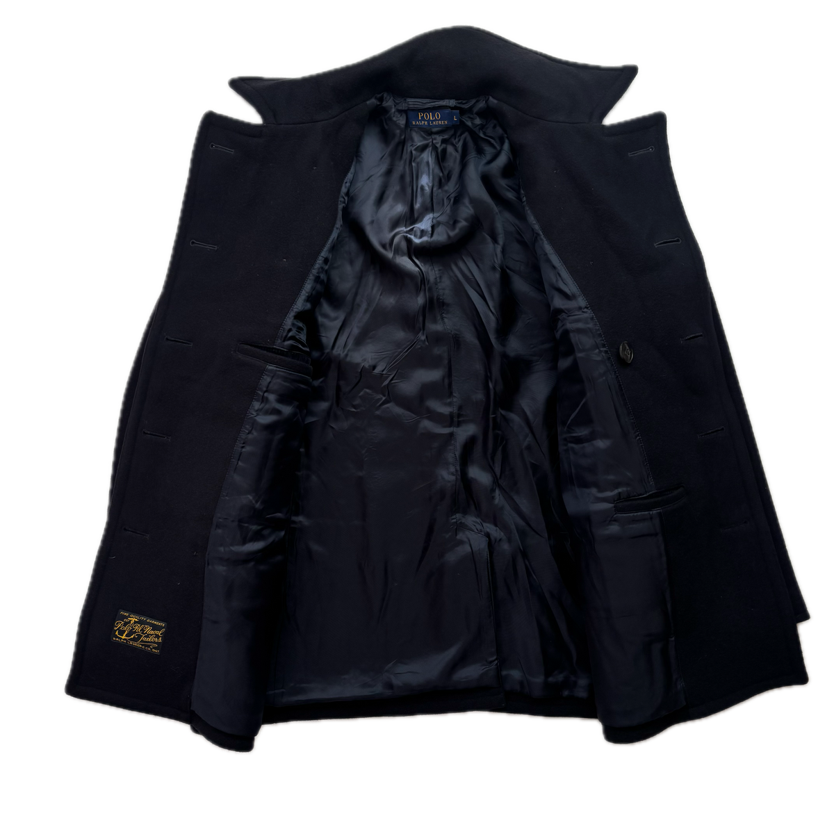 Polo Ralph Lauren Navy Double Breasted Pea Coat (Wool Nylon) - L (S)
