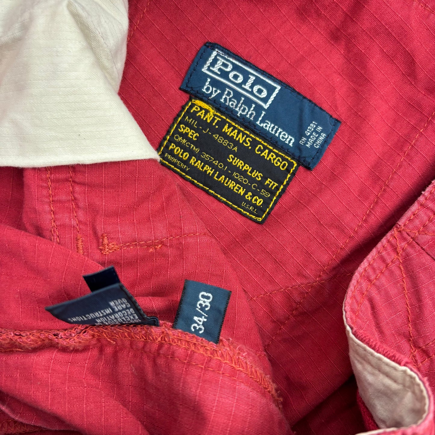 Polo Ralph Lauren Red Cargo Trouser Utility Pants - 34x30