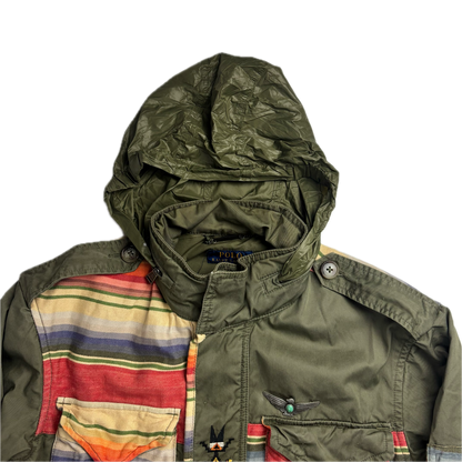 Polo Ralph Lauren Green Aztec Patchwork Jacket Military Parka Field - XS