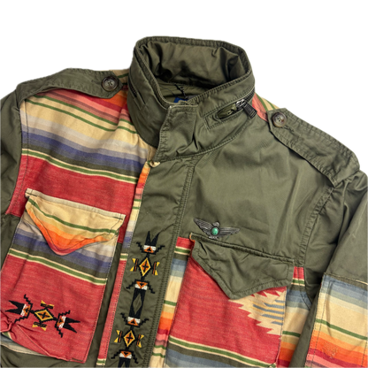 Polo Ralph Lauren Green Aztec Patchwork Jacket Military Parka Field - XS
