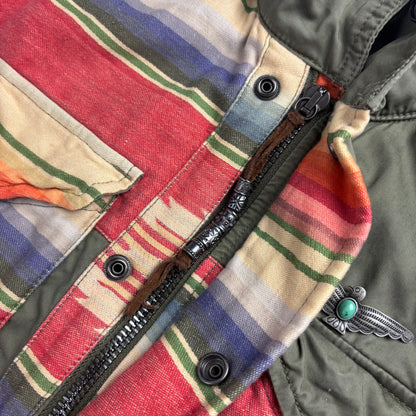 Polo Ralph Lauren Green Aztec Patchwork Jacket Military Parka Field - XS