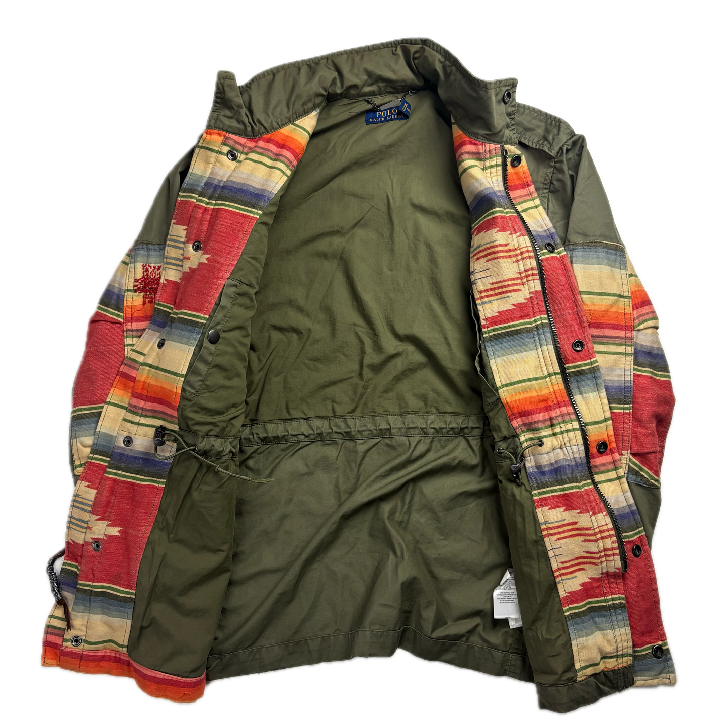 Polo Ralph Lauren Green Aztec Patchwork Jacket Military Parka Field - XS