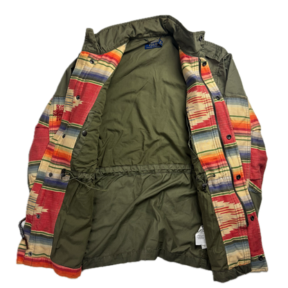 Polo Ralph Lauren Green Aztec Patchwork Jacket Military Parka Field - XS