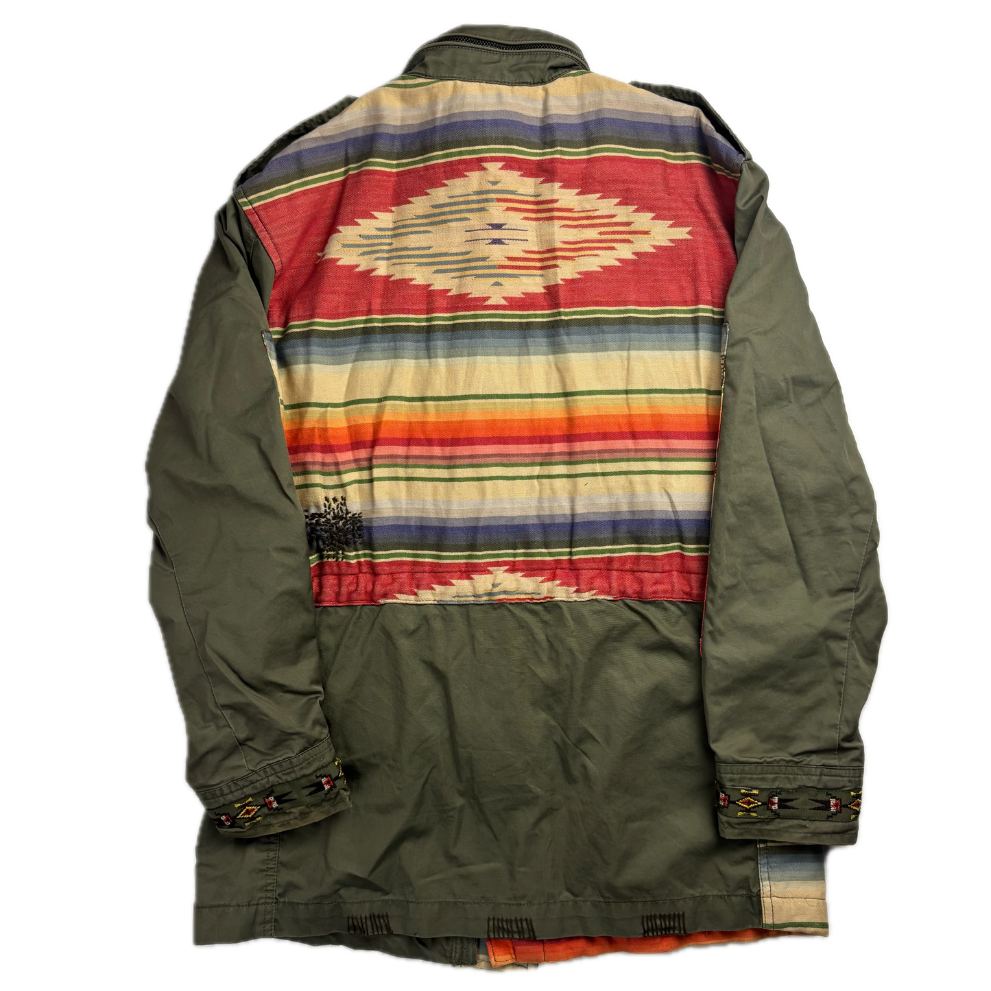 Polo Ralph Lauren Green Aztec Patchwork Jacket Military Parka Field - XS