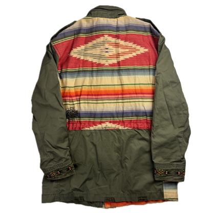 Polo Ralph Lauren Green Aztec Patchwork Jacket Military Parka Field - XS