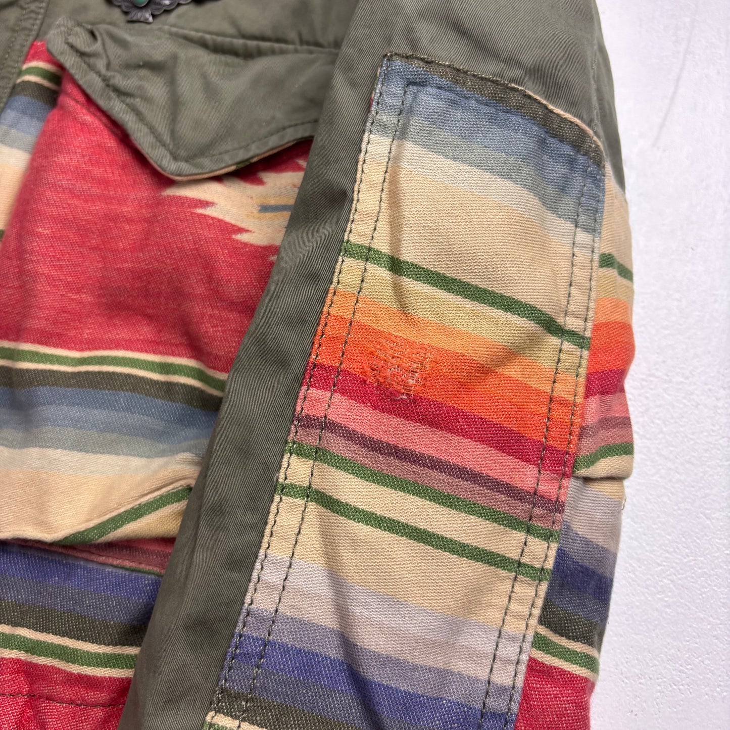 Polo Ralph Lauren Green Aztec Patchwork Jacket Military Parka Field - XS