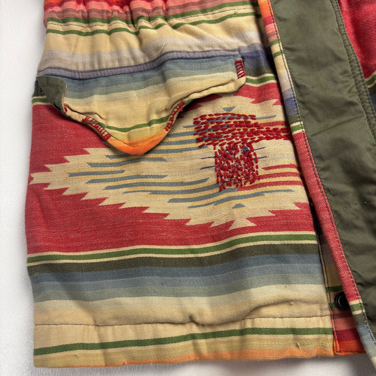 Polo Ralph Lauren Green Aztec Patchwork Jacket Military Parka Field - XS