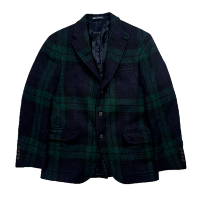 Polo Ralph Lauren BlackWatch Tartan Harvard Blazer Latch Collar Sports Coat (Wool)- 38S