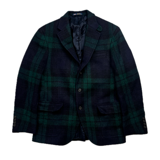 Polo Ralph Lauren BlackWatch Tartan Harvard Blazer Latch Collar Sports Coat (Wool)- 38S