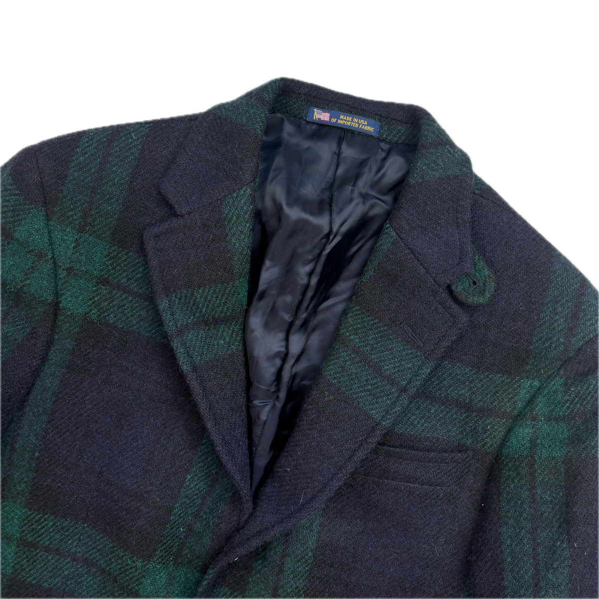 Polo Ralph Lauren BlackWatch Tartan Harvard Blazer Latch Collar Sports Coat (Wool)- 38S