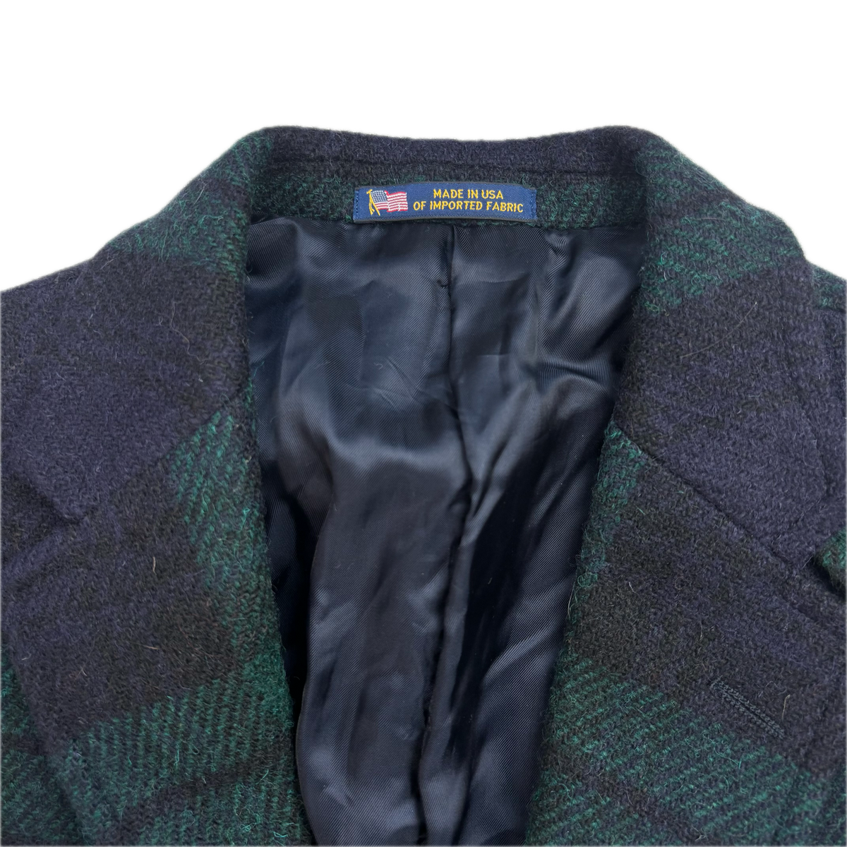 Polo Ralph Lauren BlackWatch Tartan Harvard Blazer Latch Collar Sports Coat (Wool)- 38S