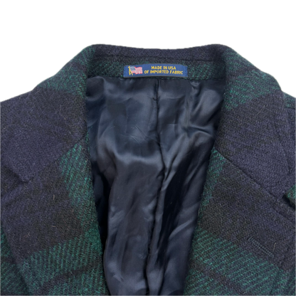 Polo Ralph Lauren BlackWatch Tartan Harvard Blazer Latch Collar Sports Coat (Wool)- 38S