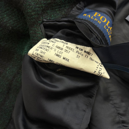 Polo Ralph Lauren BlackWatch Tartan Harvard Blazer Latch Collar Sports Coat (Wool)- 38S