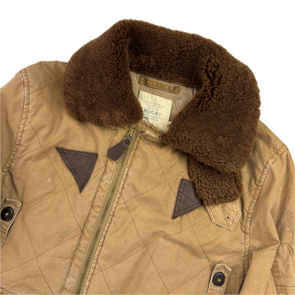 Rugby Ralph Lauren Tan B-15A Bomber Jacket Shearling Collar - S