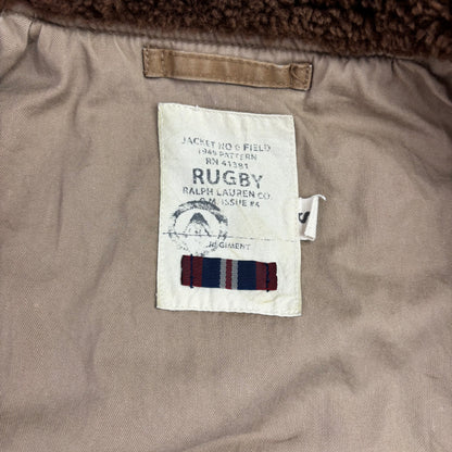 Rugby Ralph Lauren Tan B-15A Bomber Jacket Shearling Collar - S