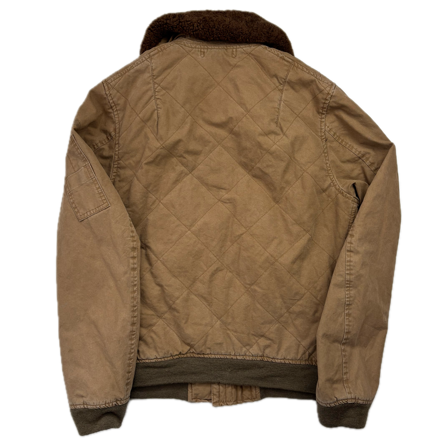 Rugby Ralph Lauren Tan B-15A Bomber Jacket Shearling Collar - S